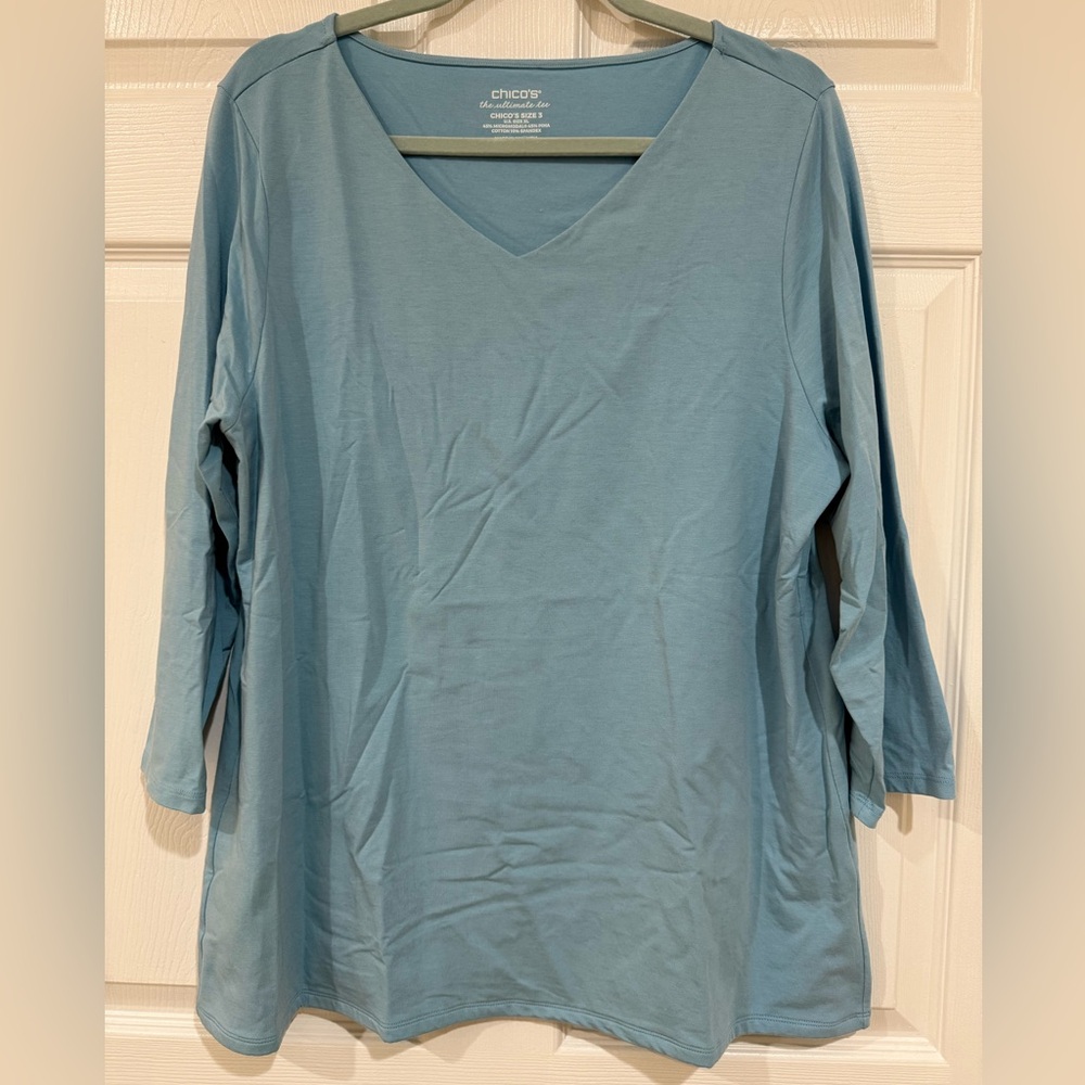 Chico’s Top V neck 3/4 sleeve The Ultimate Tee